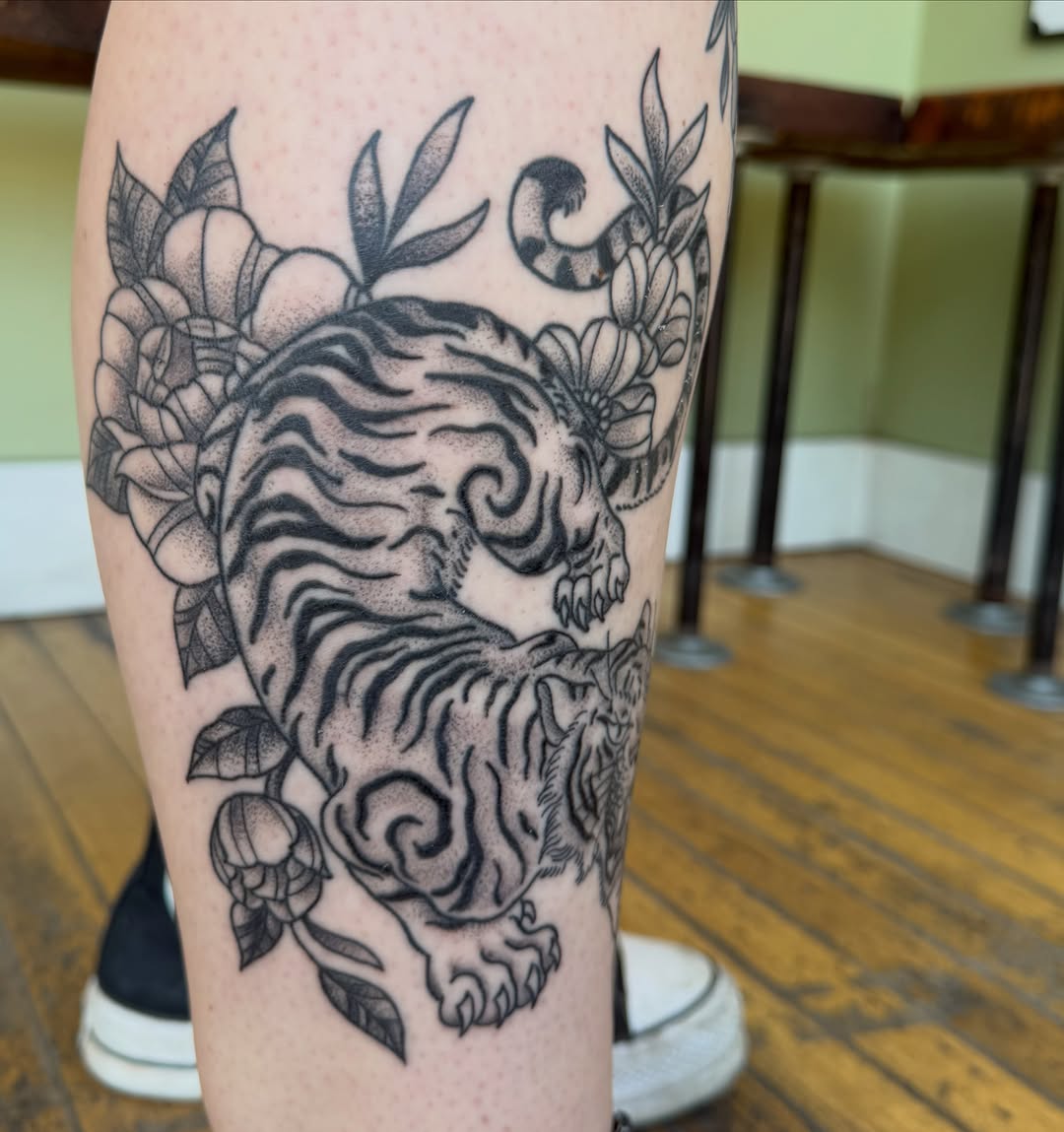 Tattoo by @sethgurdtattoo — dotwork, black_and_grey