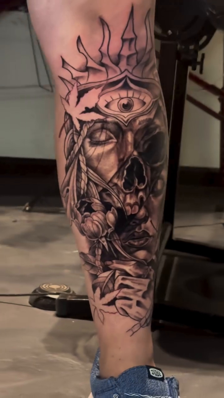 Tattoo by @vonmactattoos — dark_realism, black_and_grey