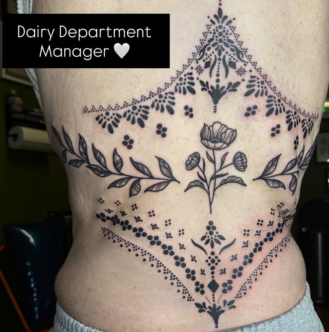 Tattoo by @caseybashertattoos — dotwork, ornamental