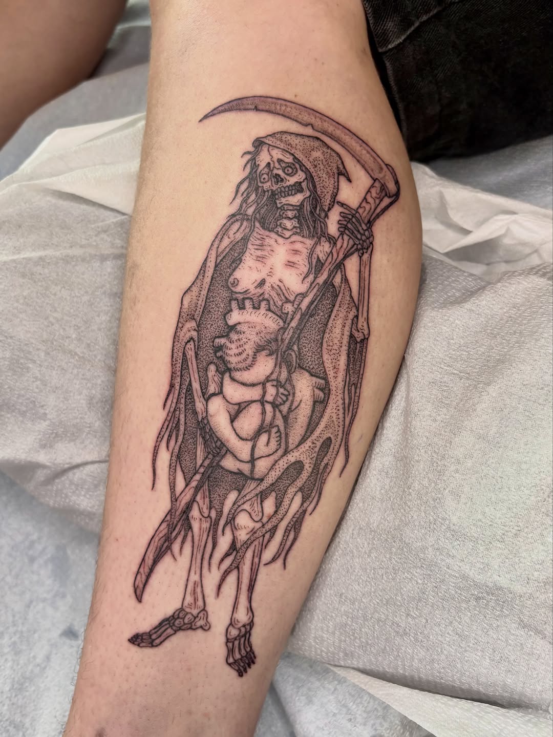 Tattoo by @softcorehorror — dark_realism, dotwork
