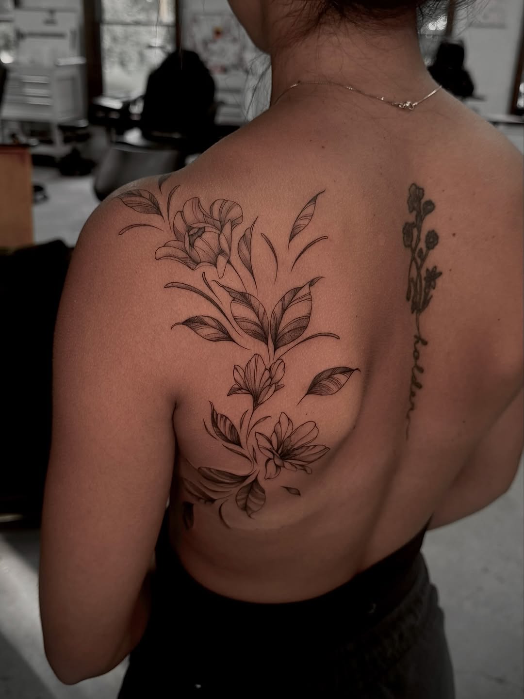 Tattoo by @tattoowithli — fine_line, black_and_grey