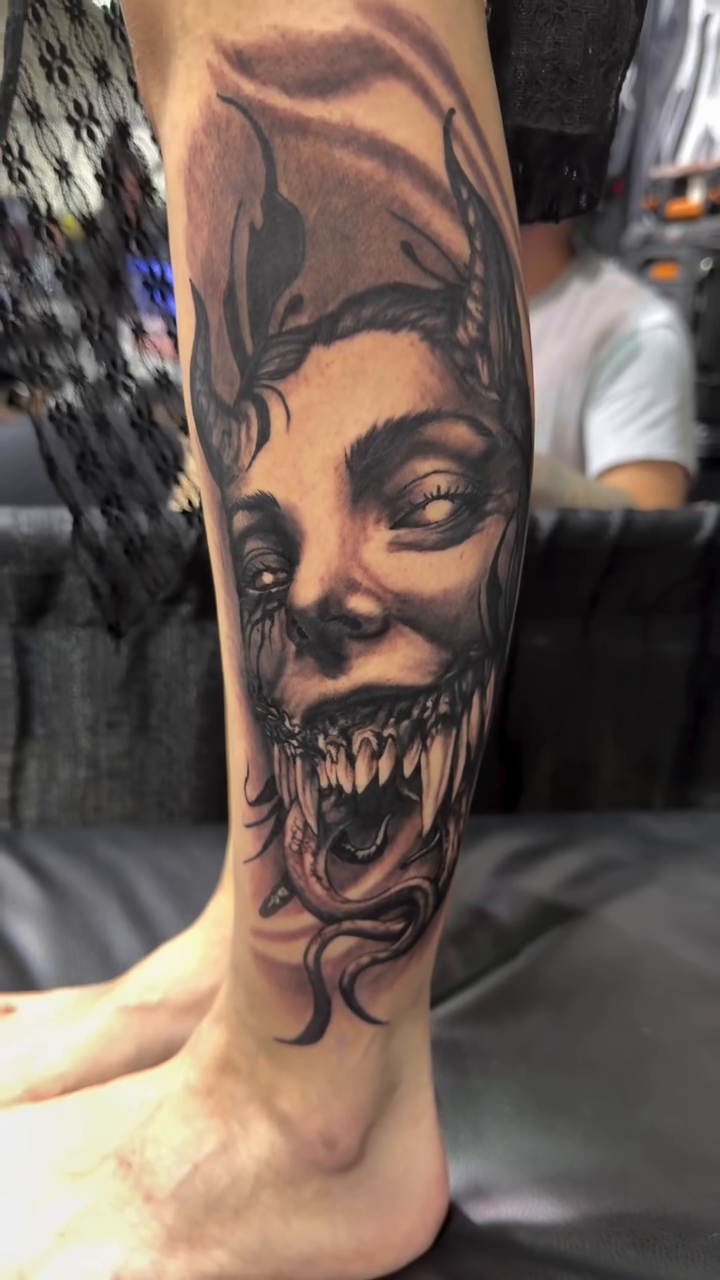 Tattoo by @joe_antonio_tattoos — dark_realism, black_and_grey