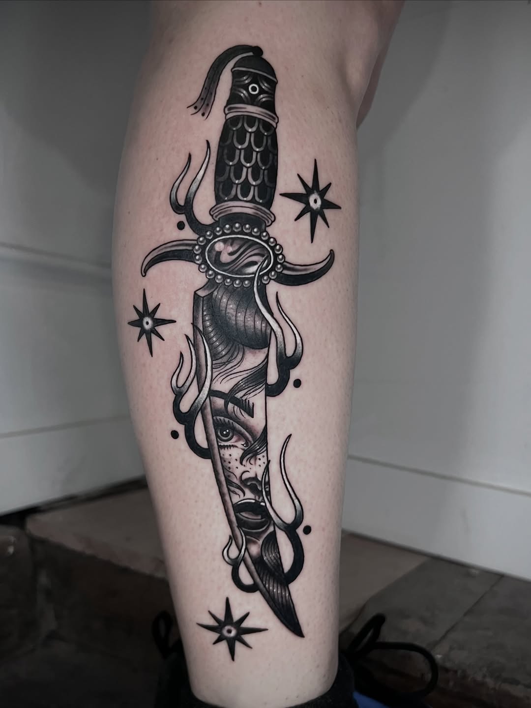 Tattoo by @yur.da.sells.blackwork — american_traditional, black_and_grey
