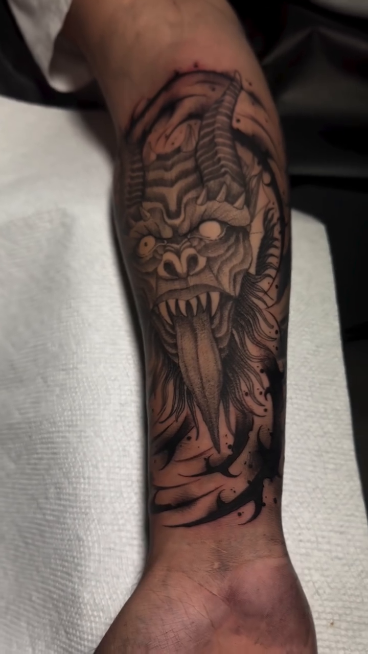 Tattoo by @no.one.tattoo_ — dark_realism, black_and_grey
