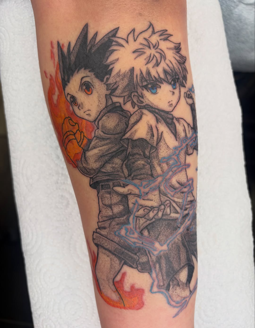 Tattoo by @bobibeanz — anime, dotwork