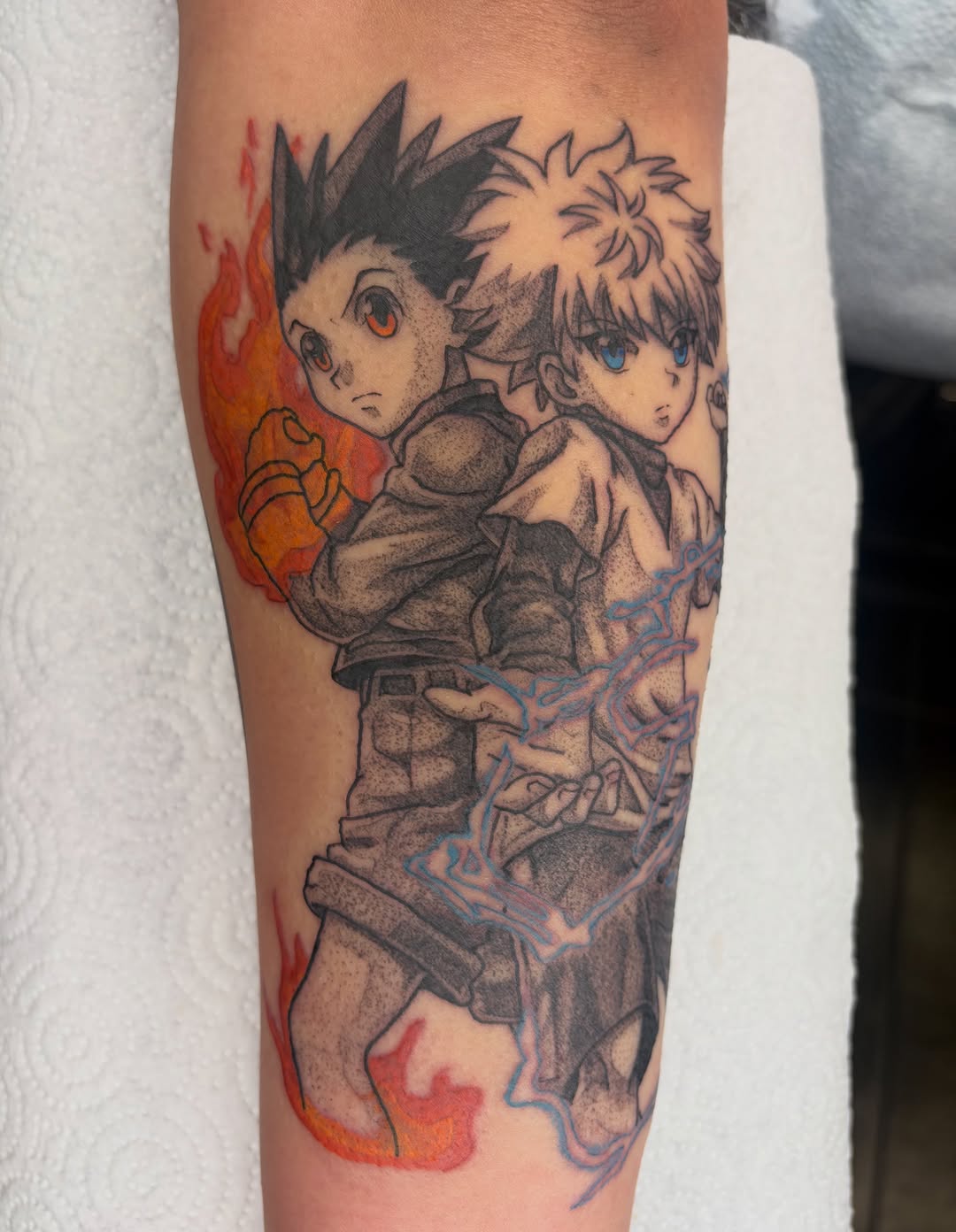 Tattoo by @bobibeanz — anime, black_and_grey