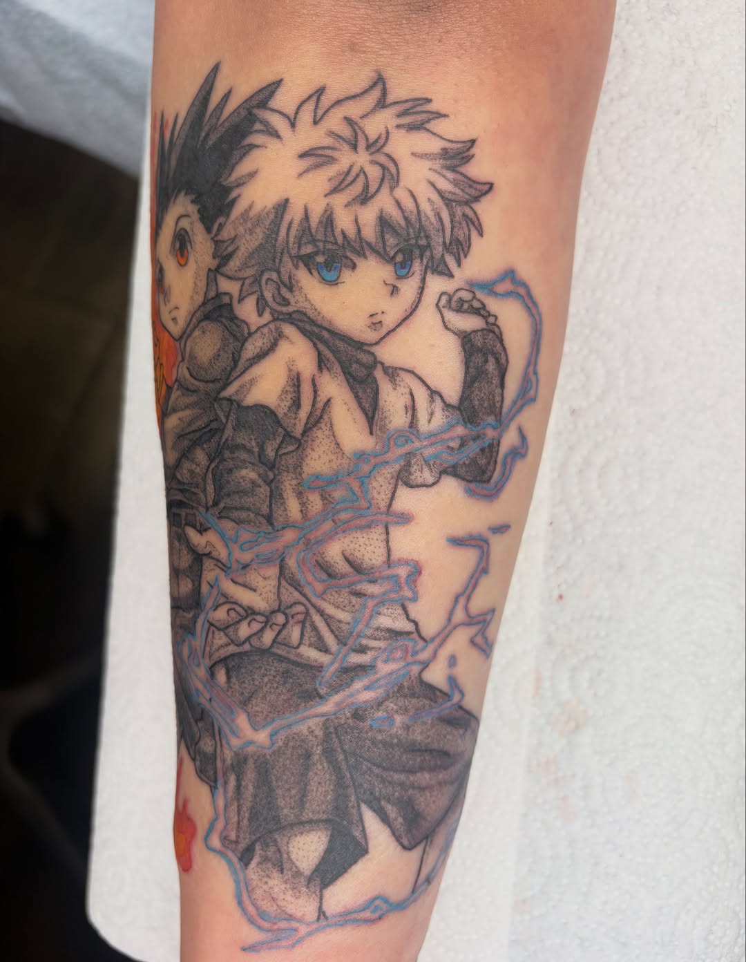 Tattoo by @bobibeanz — anime, dotwork