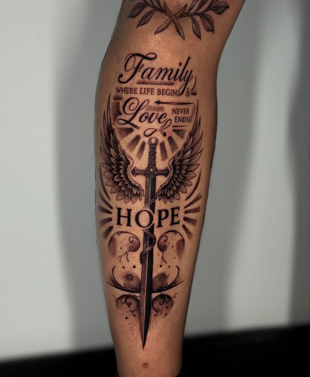 Tattoo by @adrixtatt — lettering_script, black_and_grey