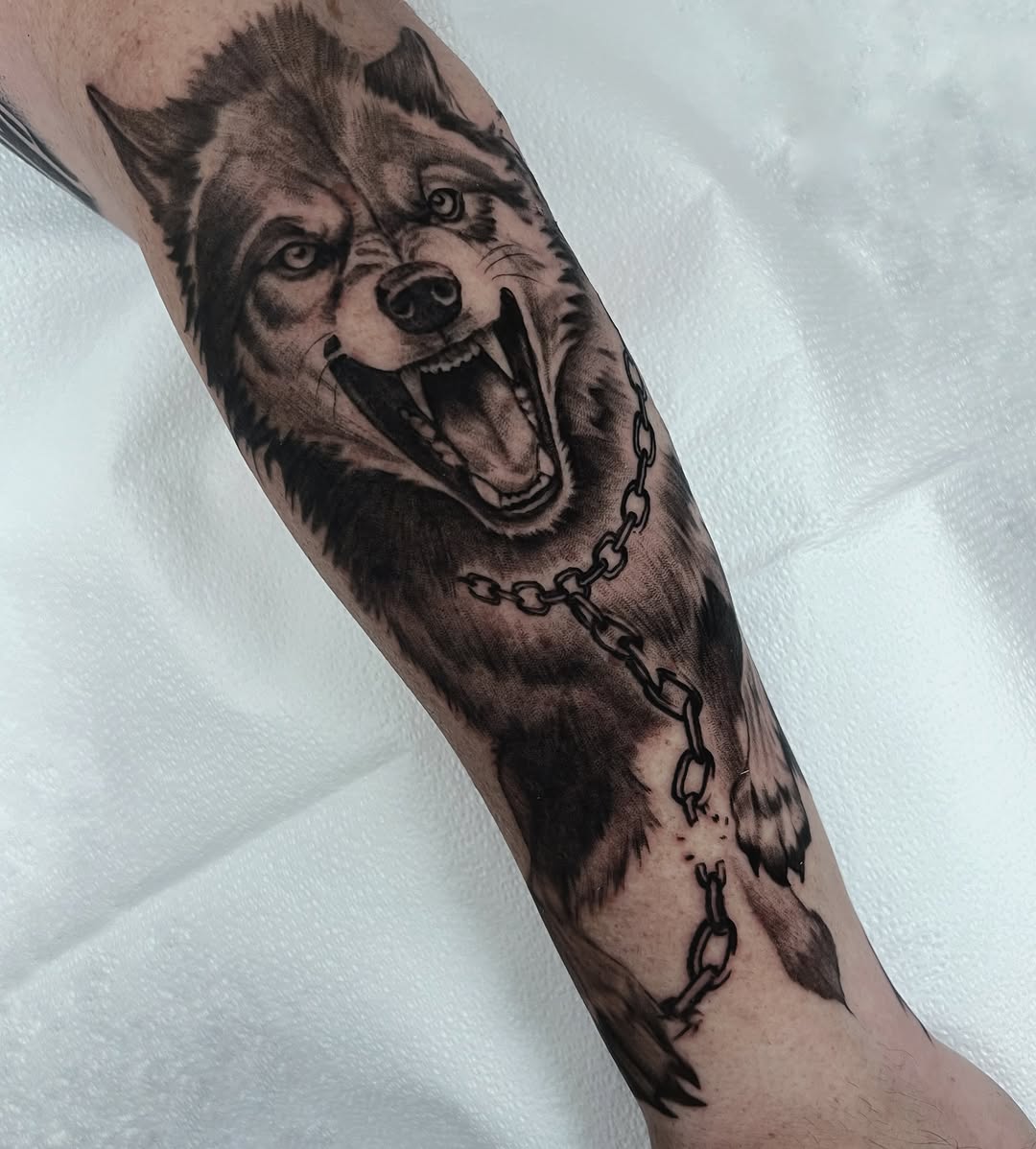 Tattoo by @annawolfftattoos — realism, black_and_grey