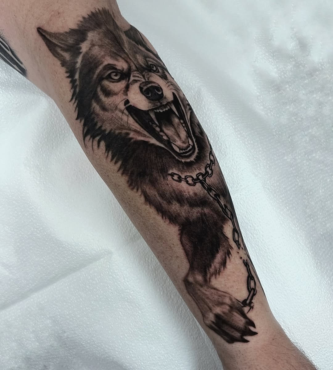 Tattoo by @annawolfftattoos — realism, black_and_grey