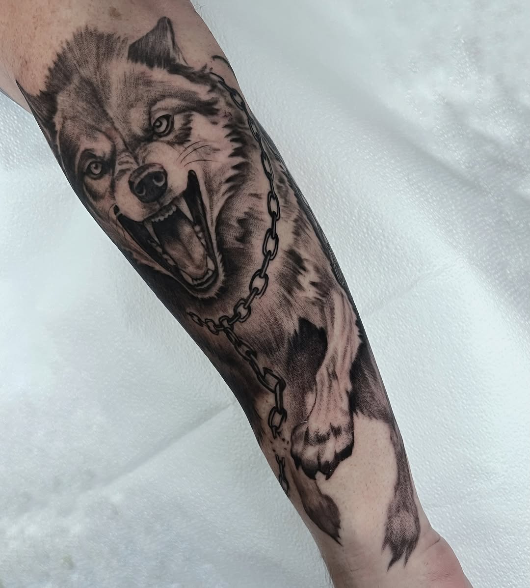 Tattoo by @annawolfftattoos — realism, black_and_grey