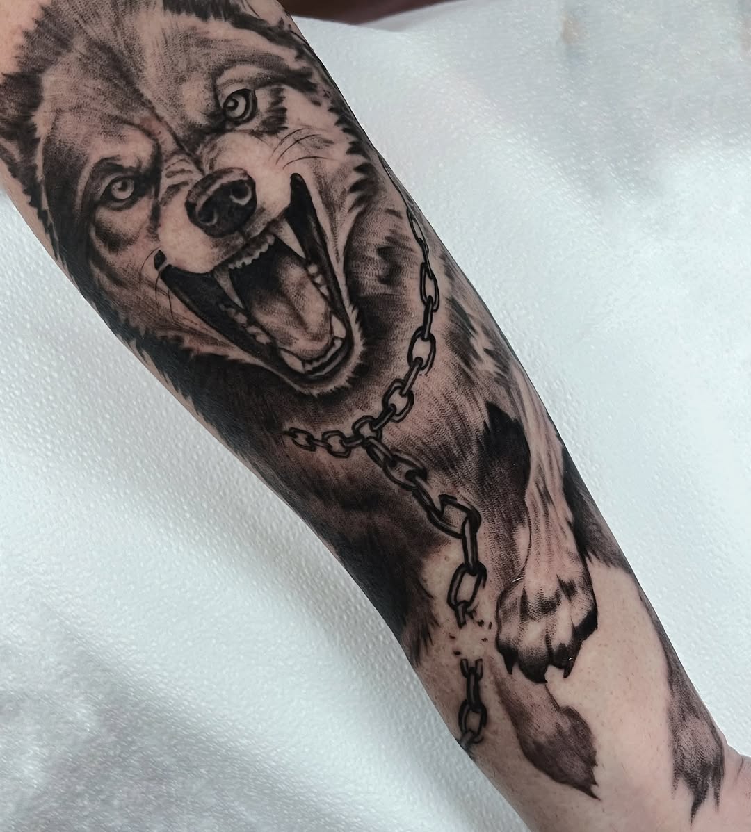 Tattoo by @annawolfftattoos — realism, black_and_grey