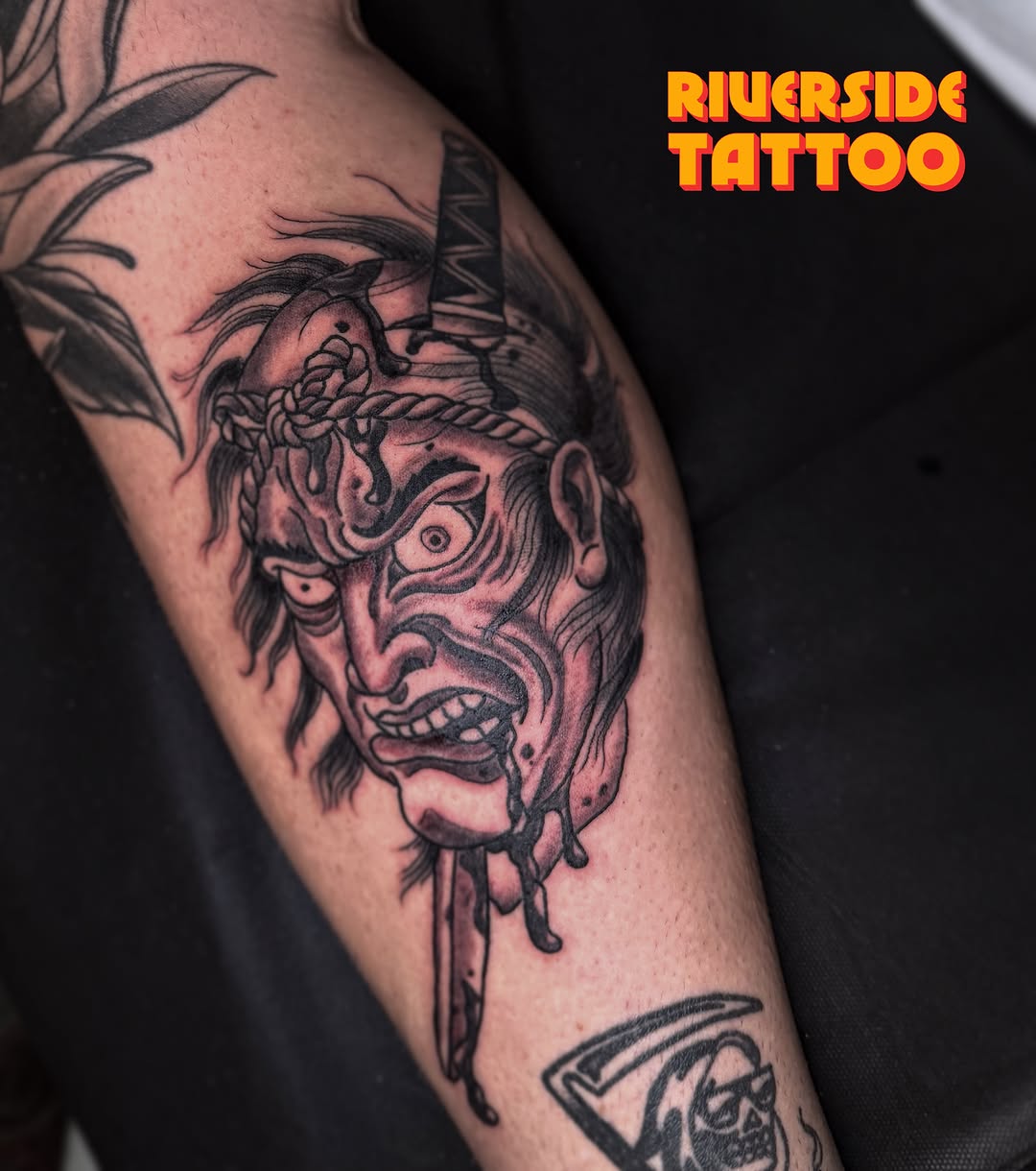 Tattoo by @shawzyriverside — japanese_irezumi, black_and_grey