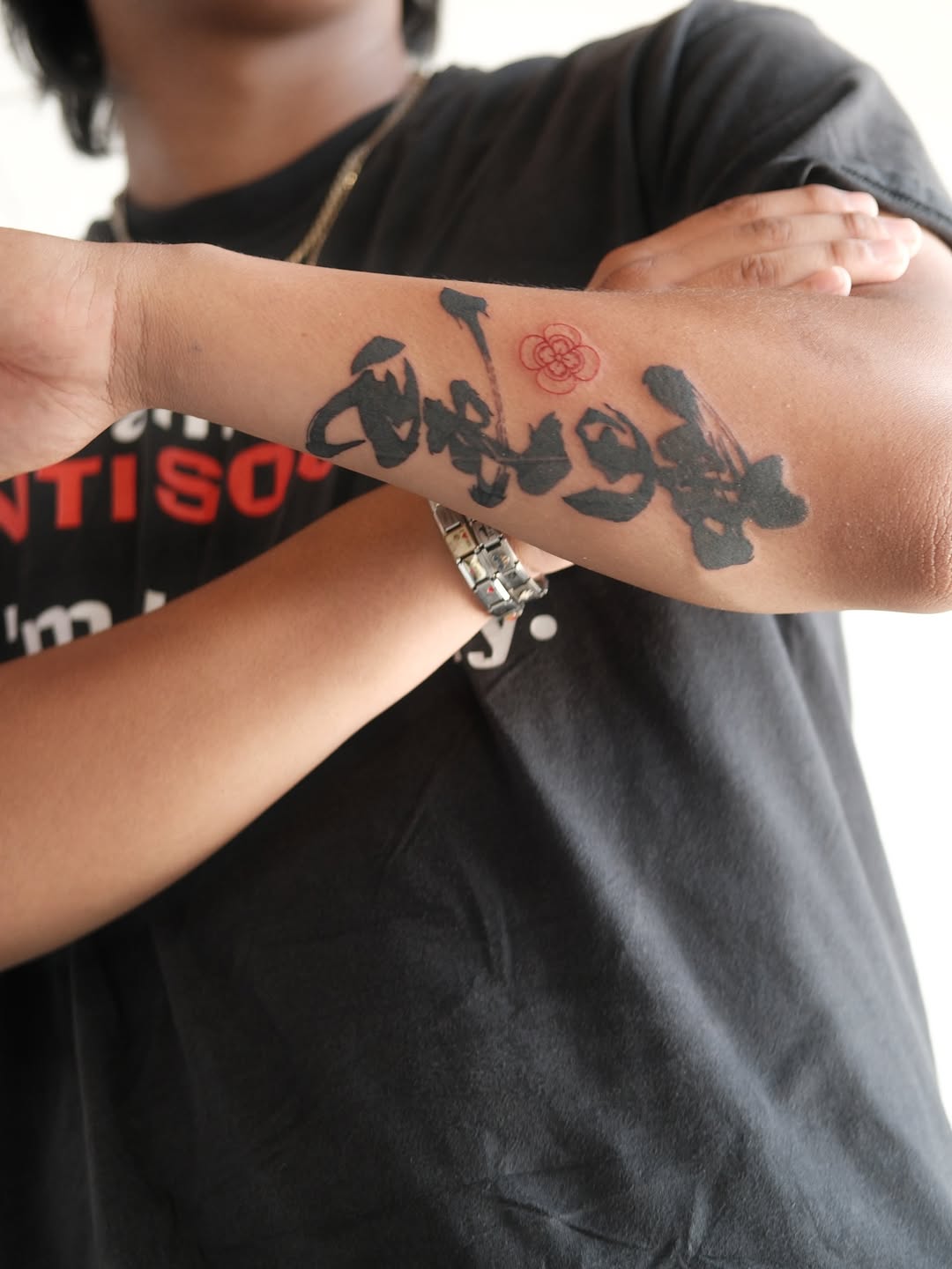 Tattoo by @numbandinked — lettering_script, blackwork