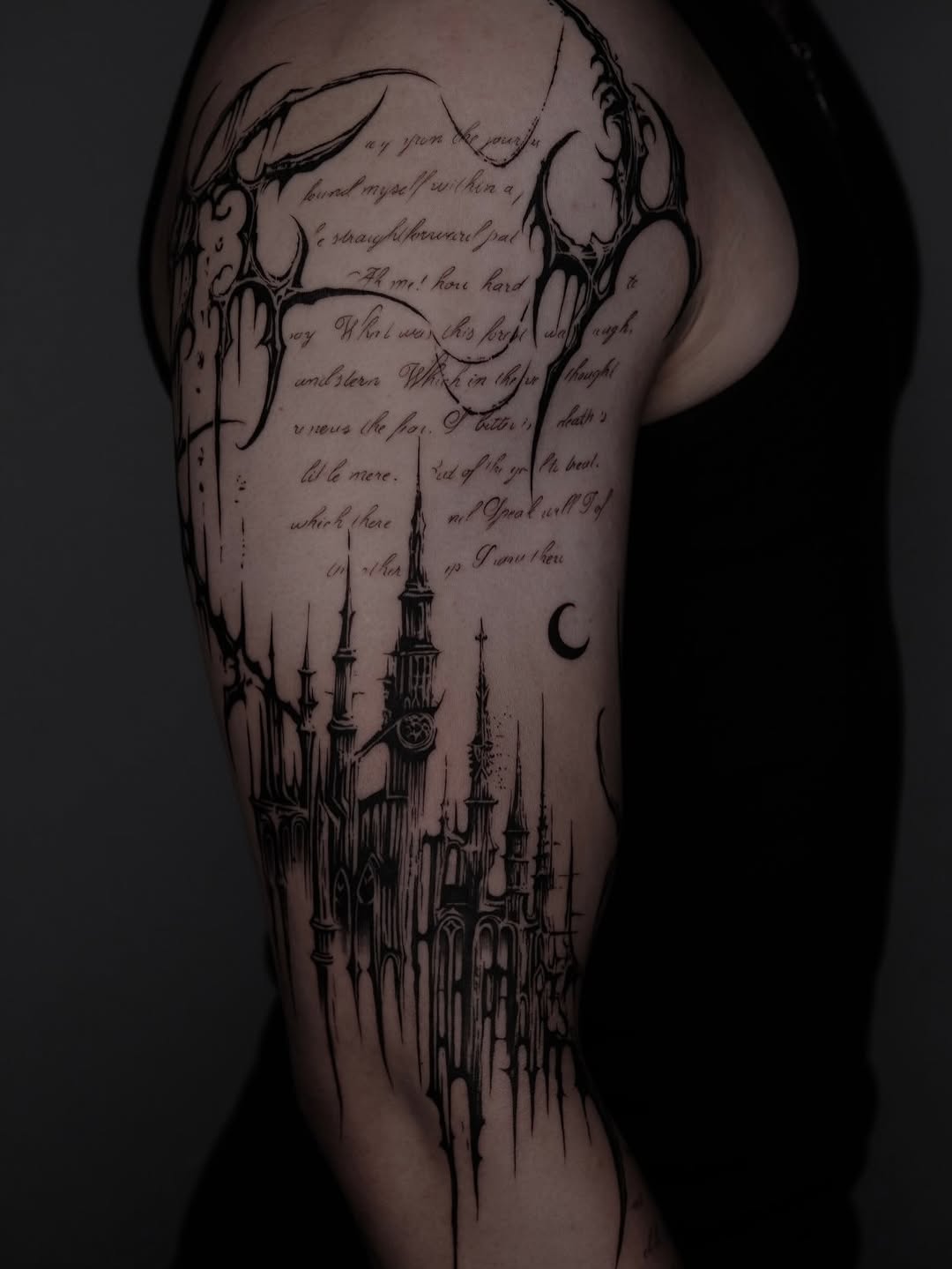Tattoo by @grxytattoo — lettering_script, blackwork