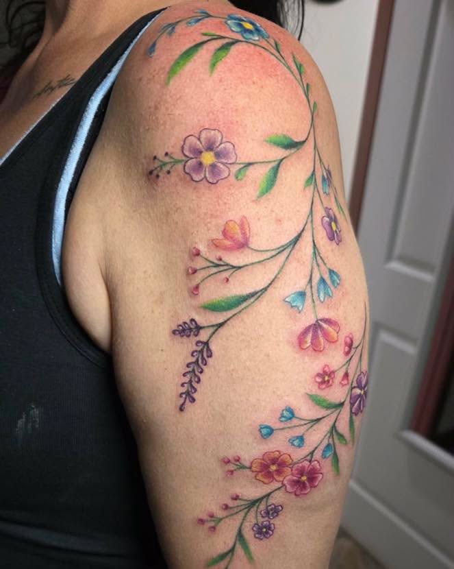 Tattoo by @juliabodyart โ fine_line, watercolor