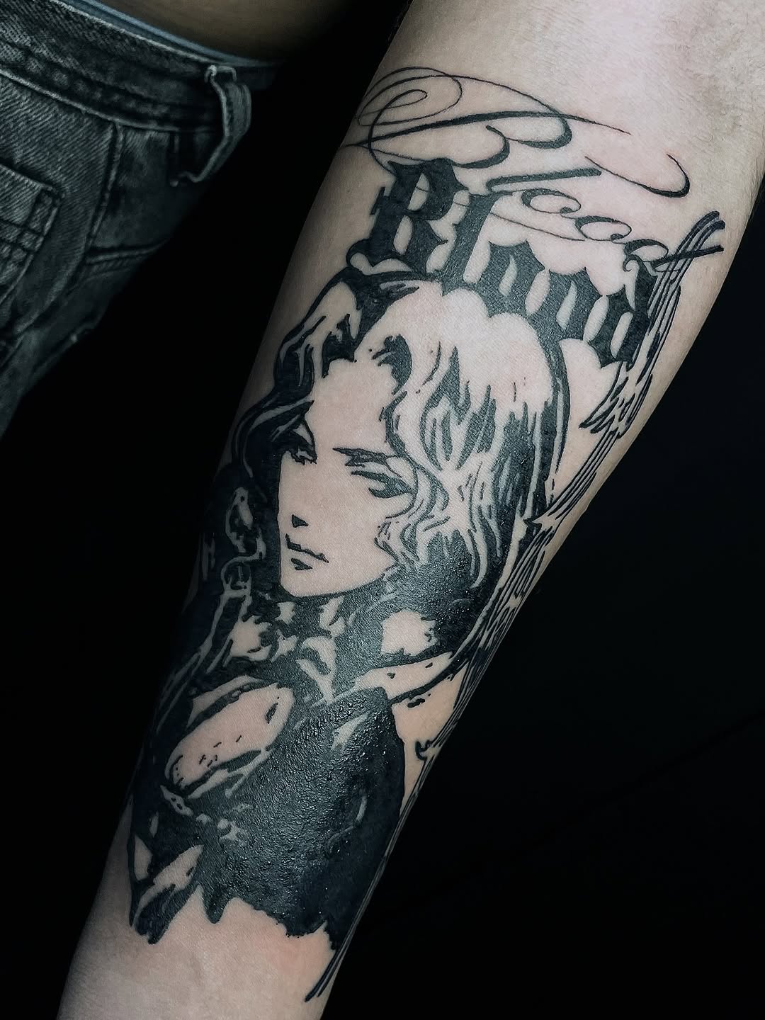 Tattoo by @cristytattoo — blackwork, lettering_script