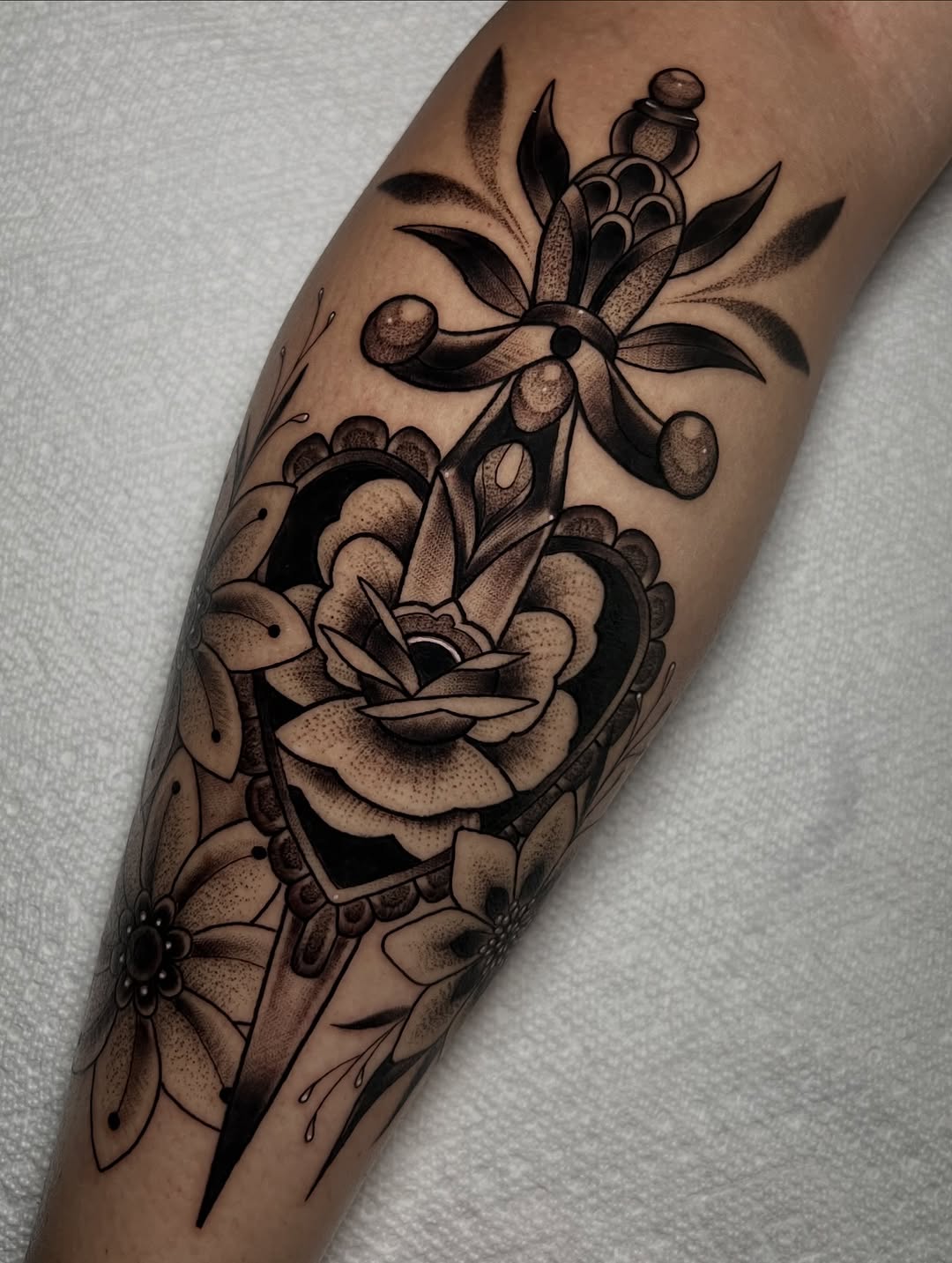 Tattoo by @katienowicki — american_traditional, black_and_grey