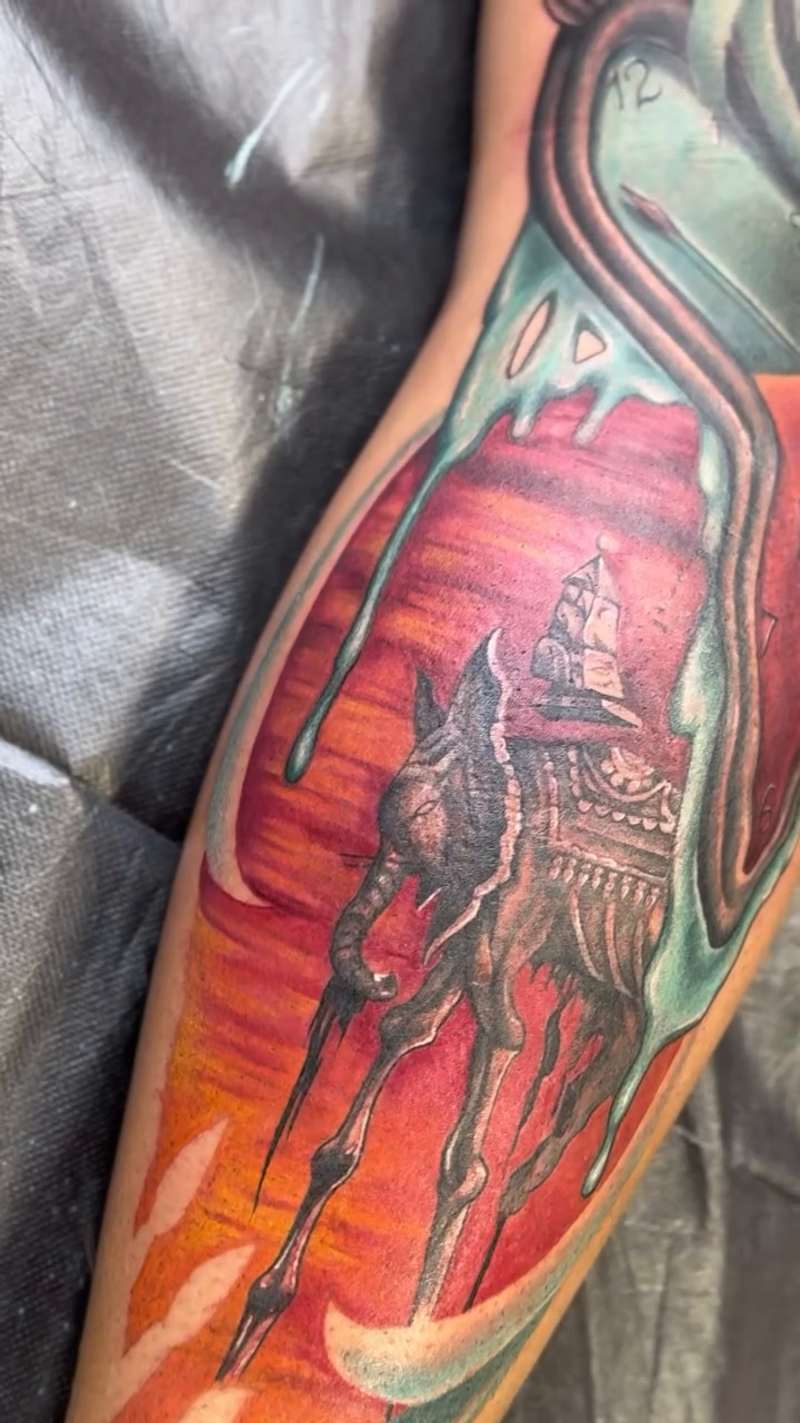 Tattoo by @tattooswithdee — dark_realism, trash_polka