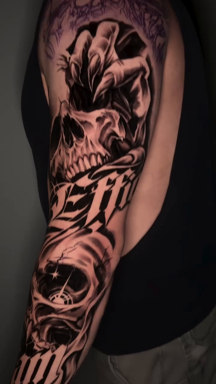 Tattoo by @shellzinkz — black_and_grey, realism