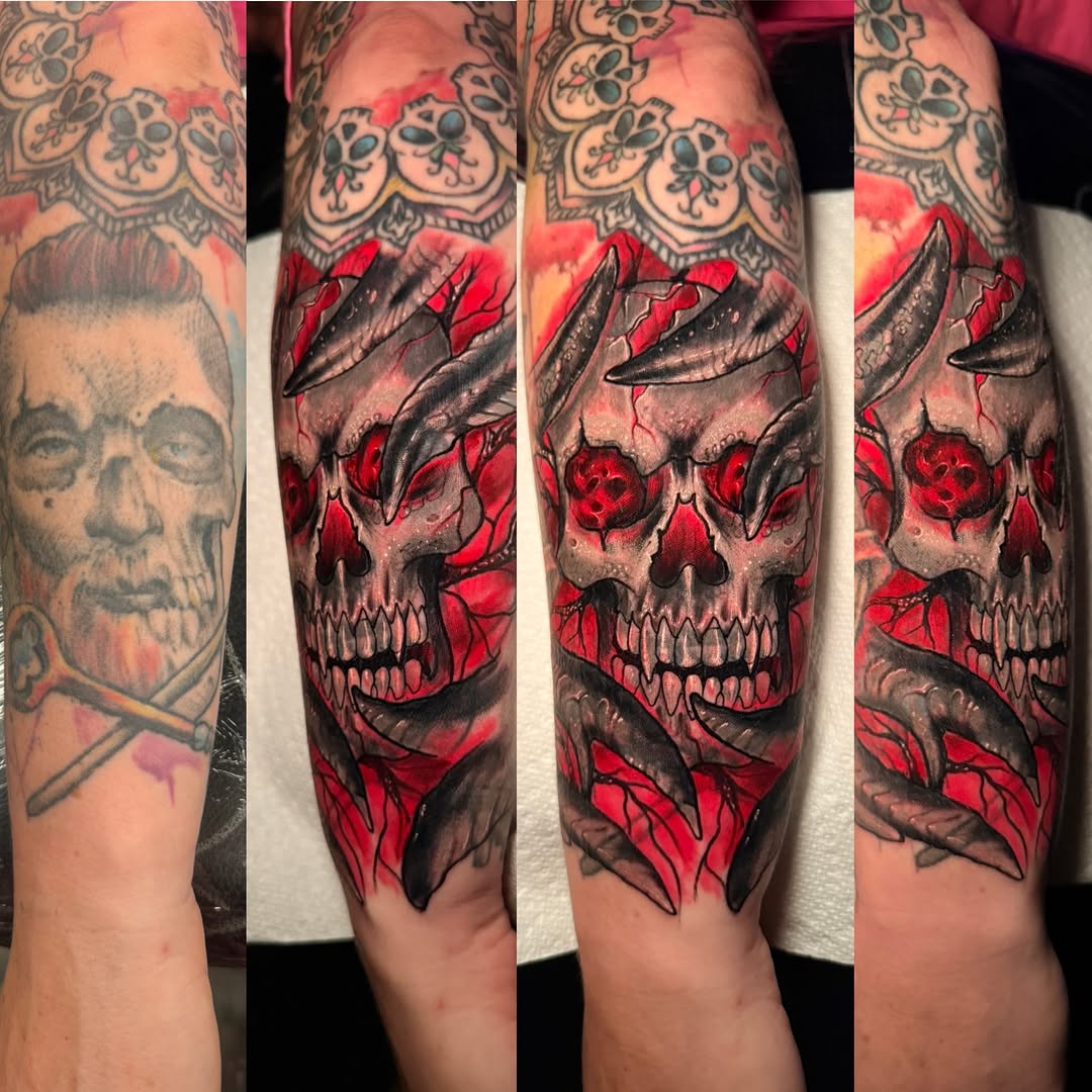 Tattoo by @garrett.morrell — dark_realism, trash_polka