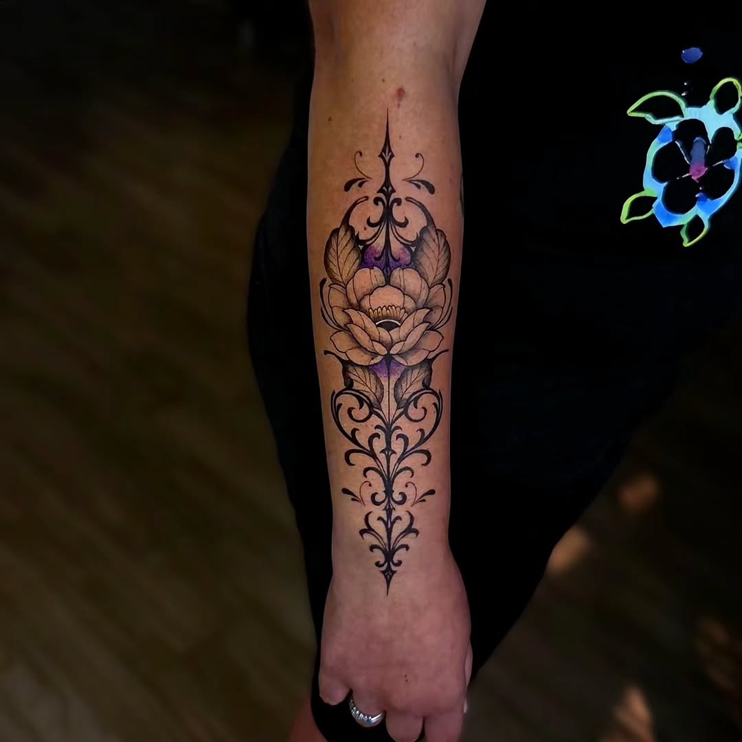 Tattoo by @grimz.ink — fine_line, ornamental
