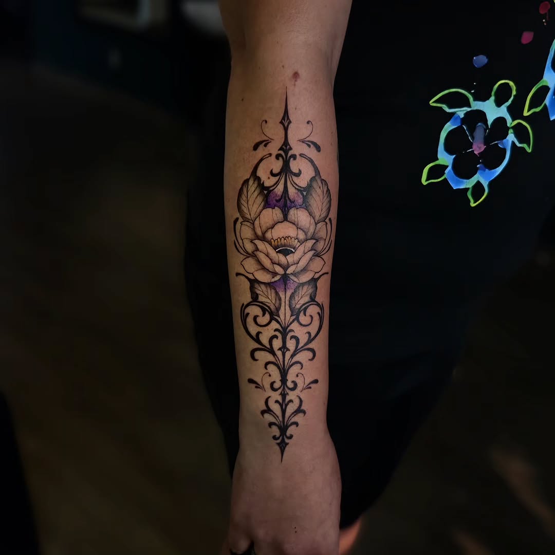 Tattoo by @grimz.ink — fine_line, ornamental