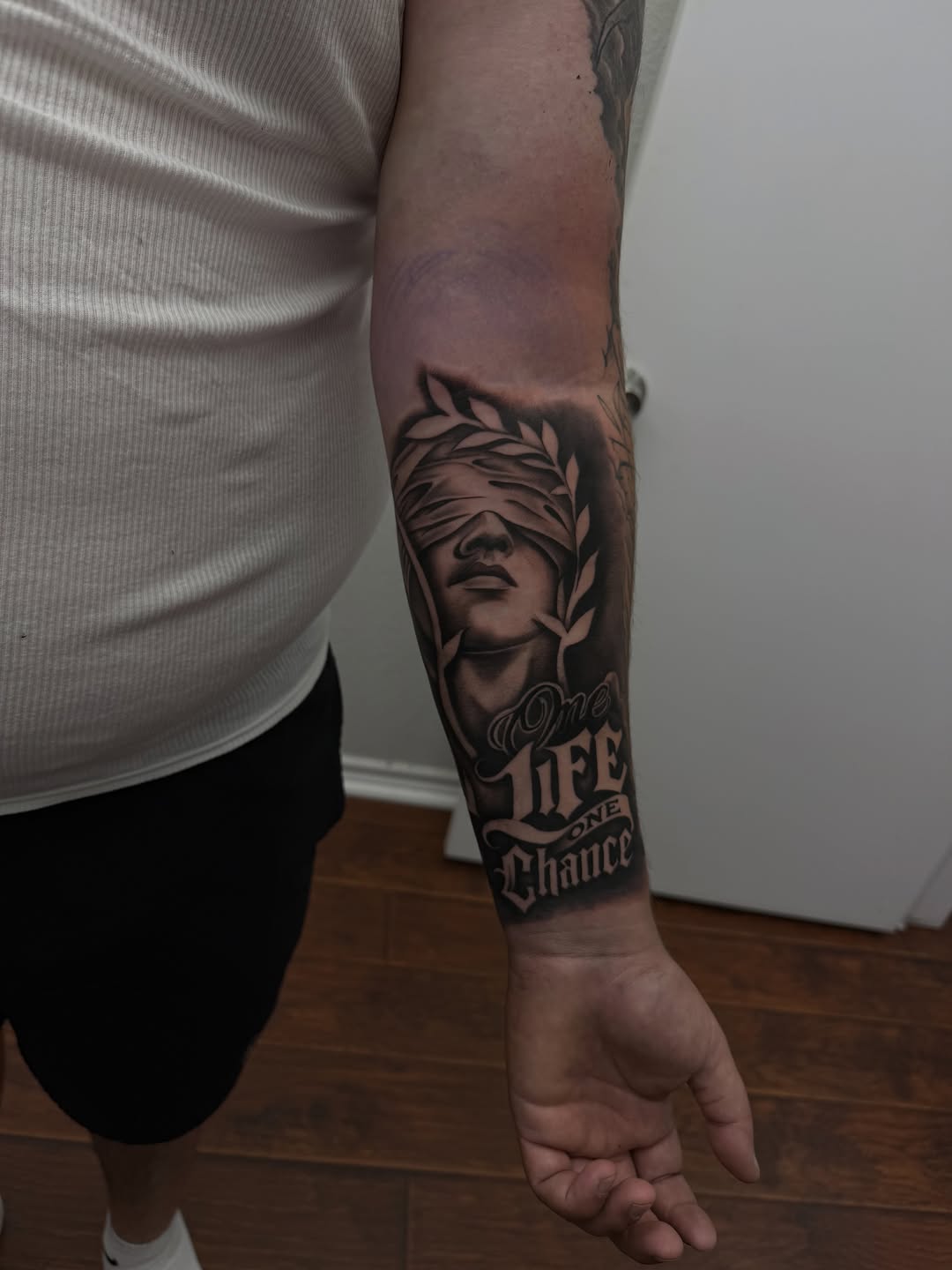 Tattoo by @mvp_tattoos — black_and_grey, lettering_script