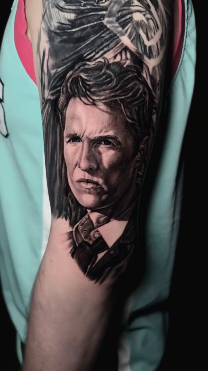 Tattoo by @kiseleva.tattoo — realism, black_and_grey