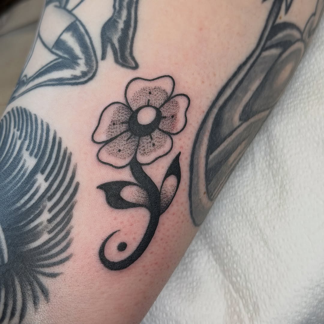 Tattoo by @fleabagtattoos — black_and_grey, dotwork
