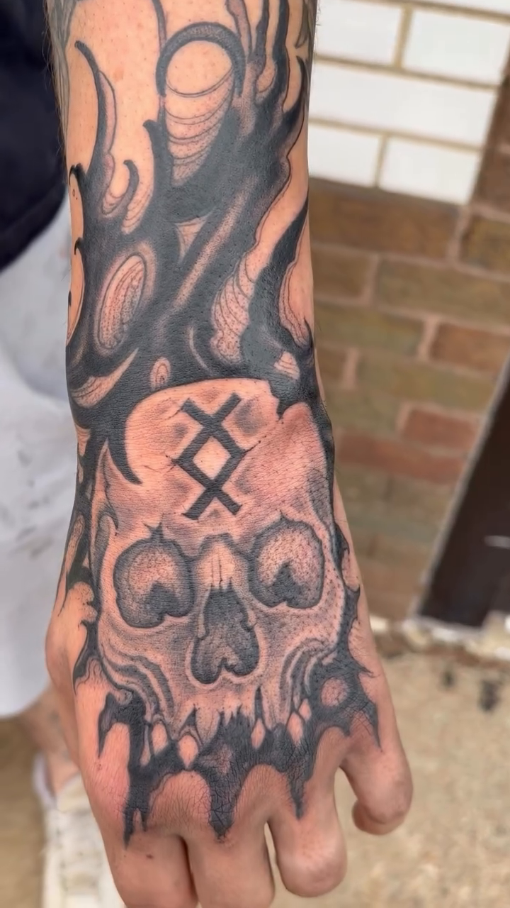 Tattoo by @jbarnett_art — black_and_grey, dark_realism
