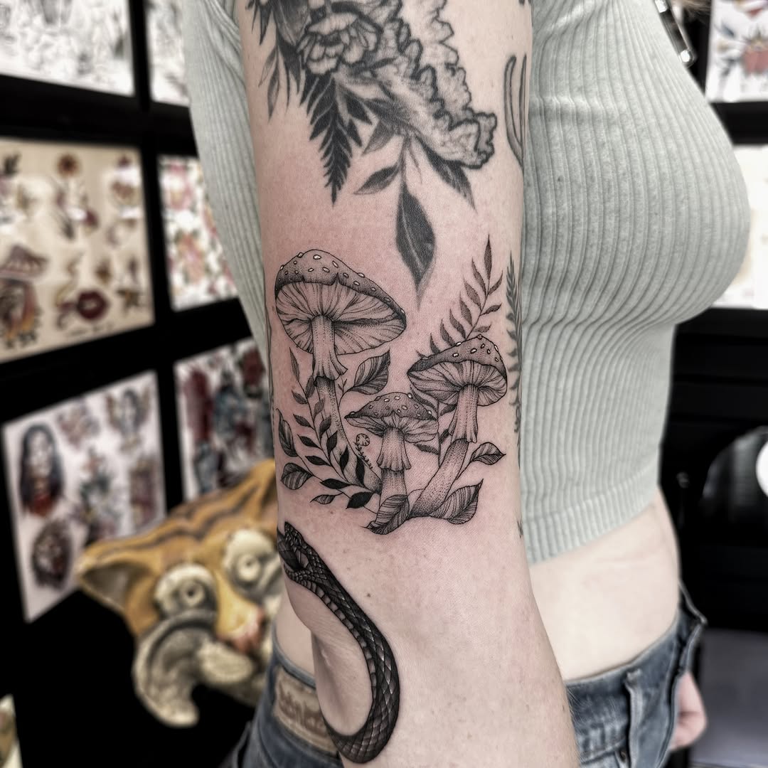 Tattoo by @killjoystabs — black_and_grey, dotwork