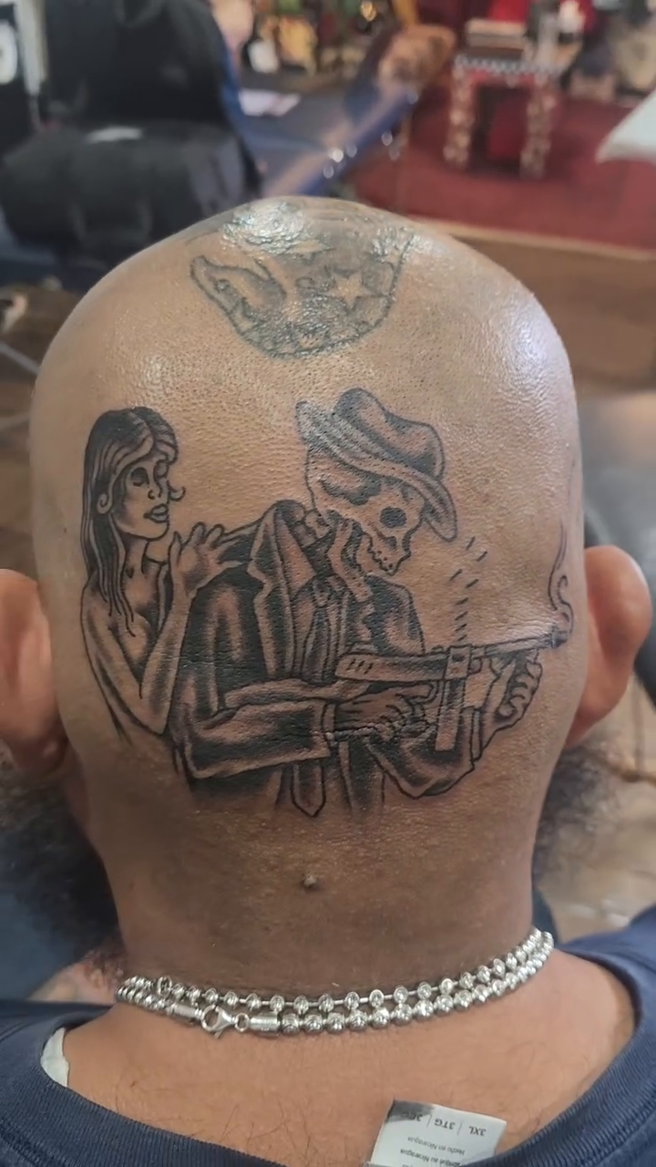 Tattoo by @douglasgrady — chicano, black_and_grey