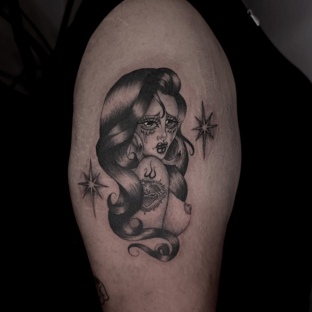Tattoo by @ashleyworldpeace — chicano, black_and_grey