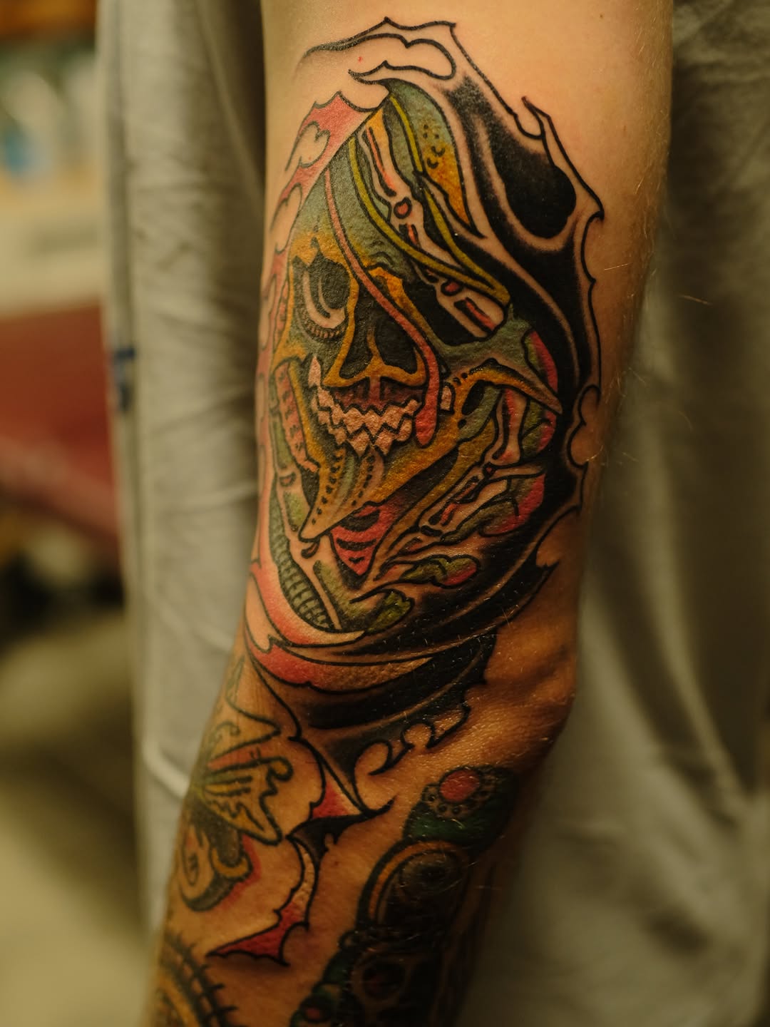 Tattoo by @closedhands — new_school, trash_polka