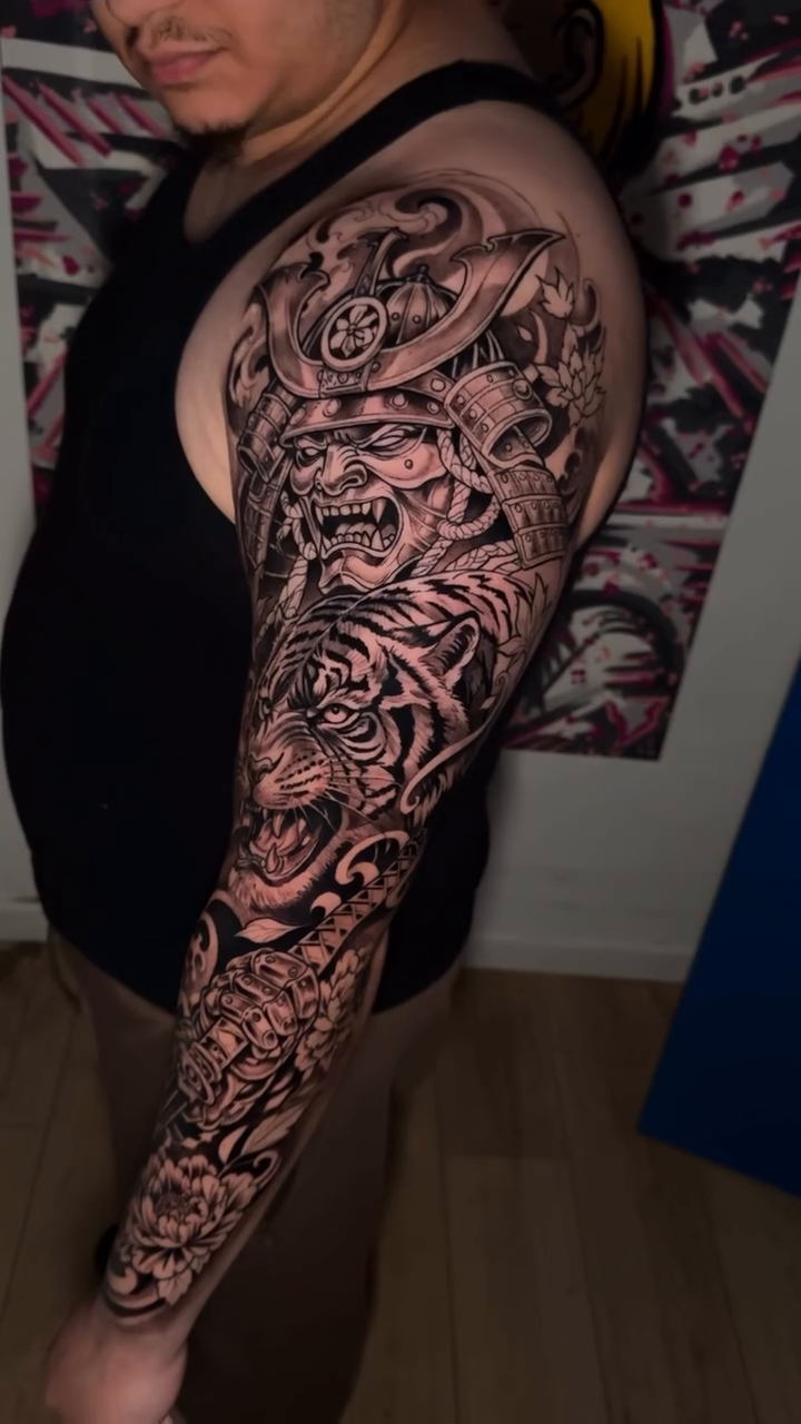 Tattoo by @spin_ink — japanese_irezumi, black_and_grey