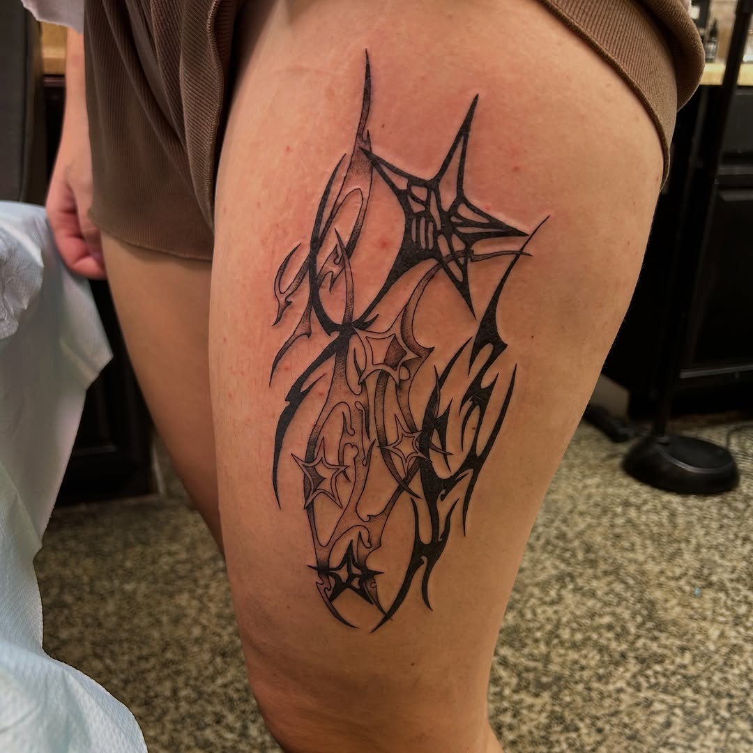 Tattoo by @properlypeachy — blackwork, ornamental