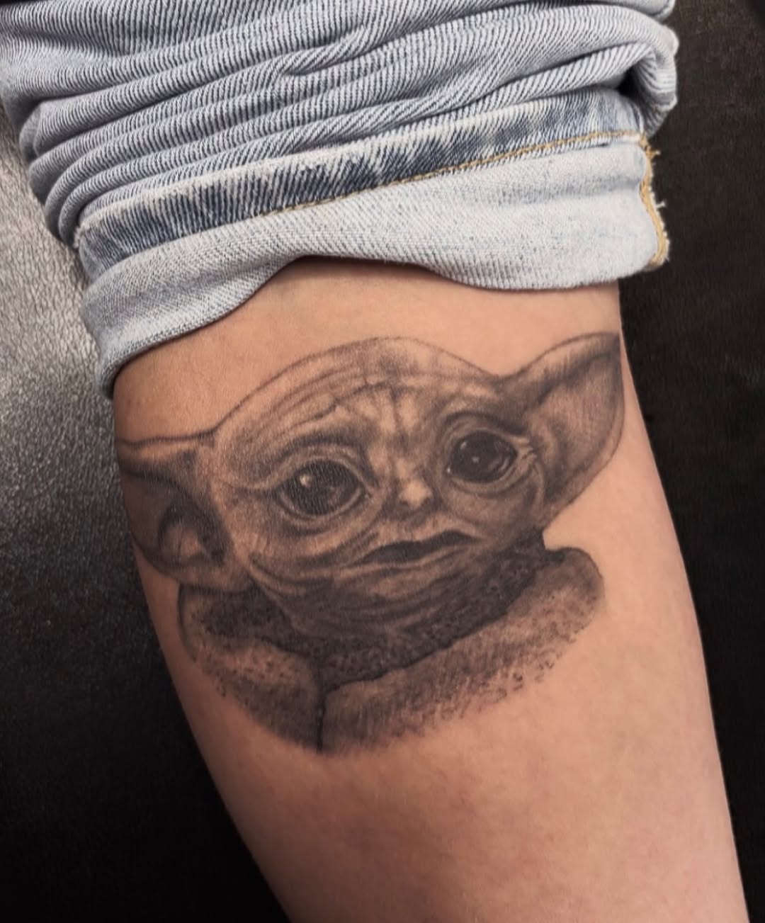 Tattoo by @rottenronnietattoos — realism, black_and_grey