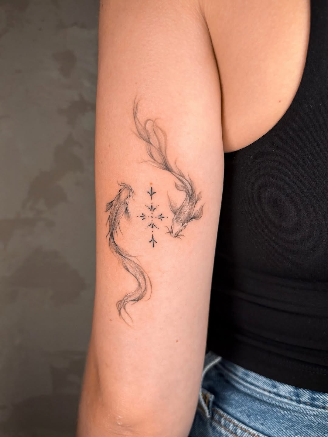 Tattoo by @eudokeotattoo — fine_line, black_and_grey