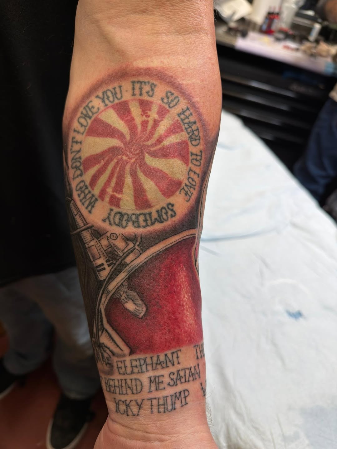Tattoo by @vectordoe — lettering_script, black_and_grey