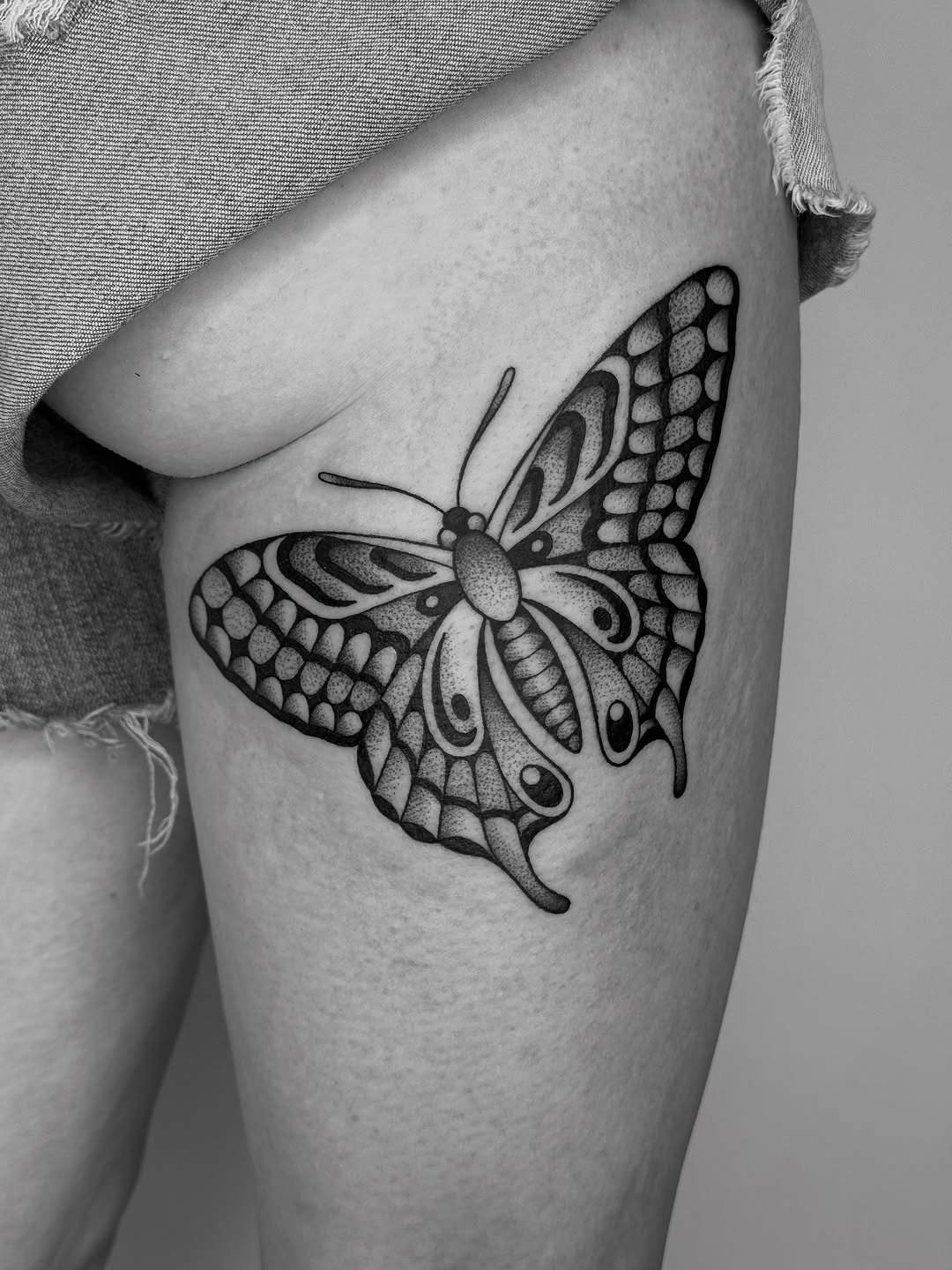 Tattoo by @clem.needlemark — dotwork, black_and_grey