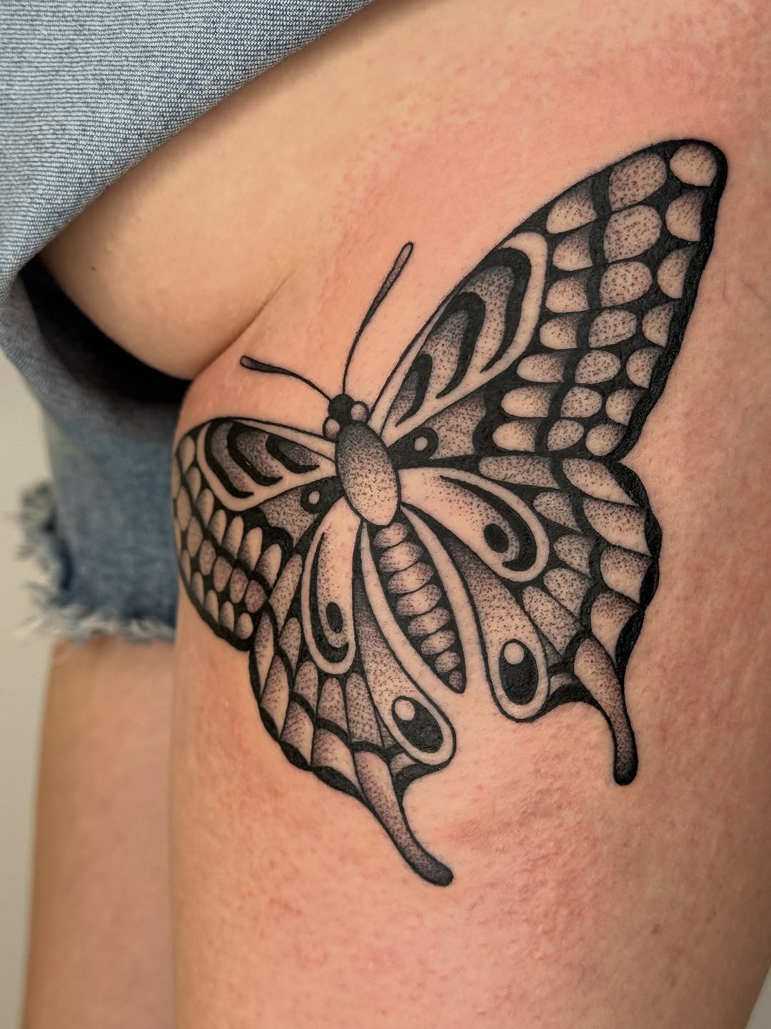 Tattoo by @clem.needlemark — dotwork, black_and_grey