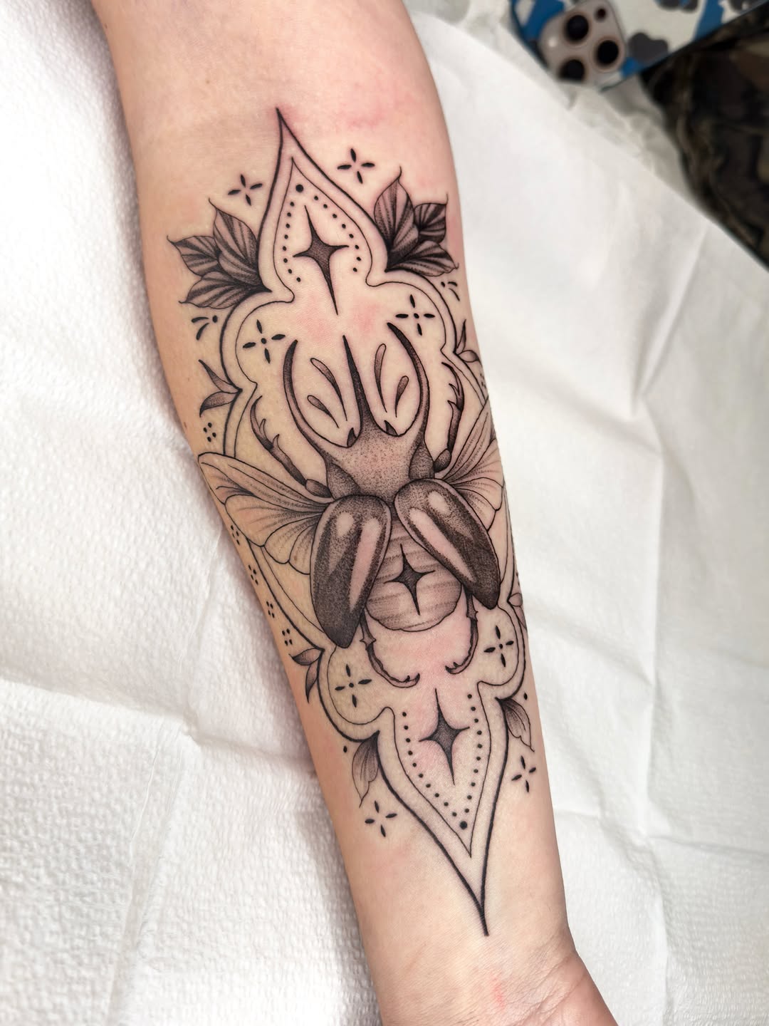 Tattoo by @jules.x.tattoo — black_and_grey, ornamental