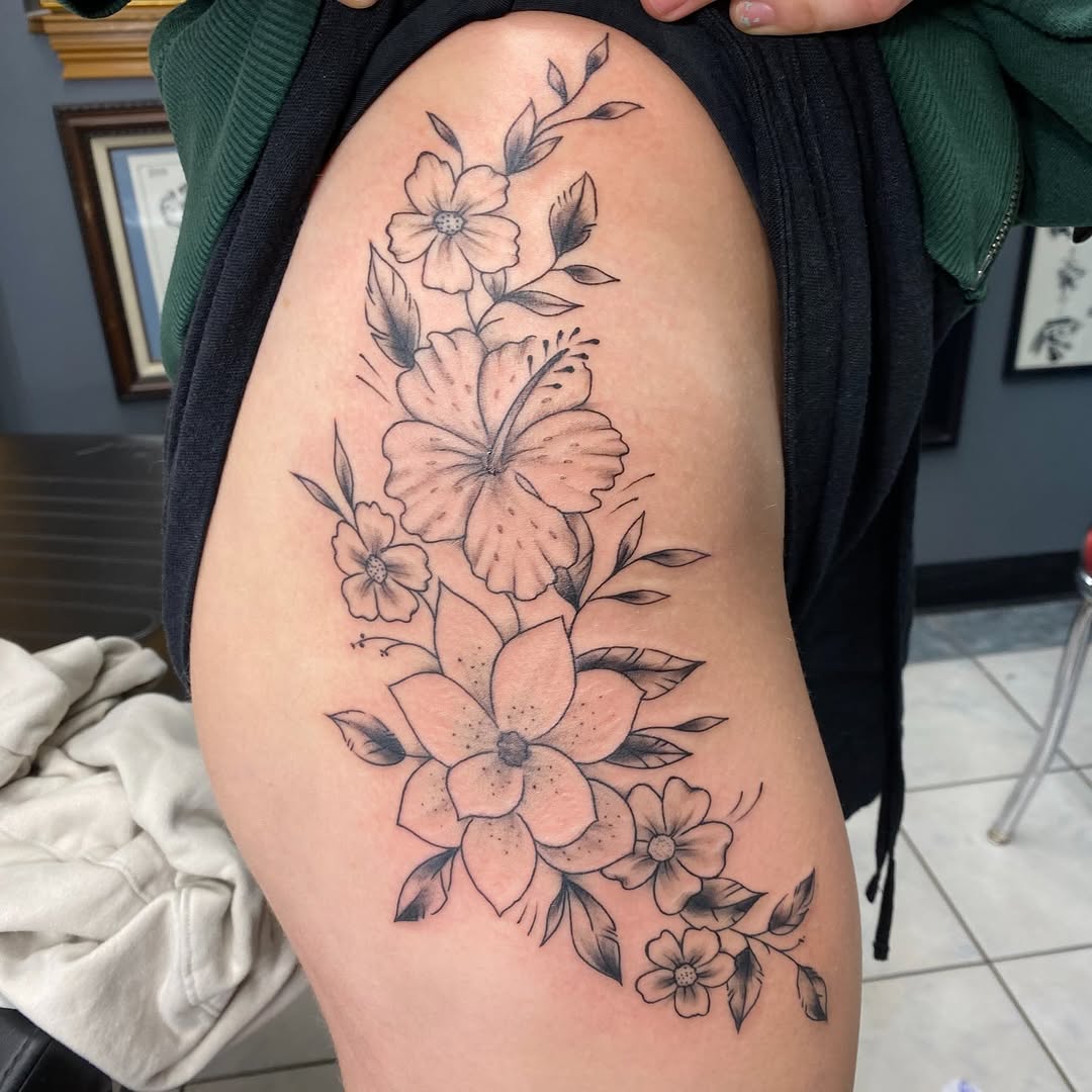 Tattoo by @sc0ttstattoos — fine_line, black_and_grey