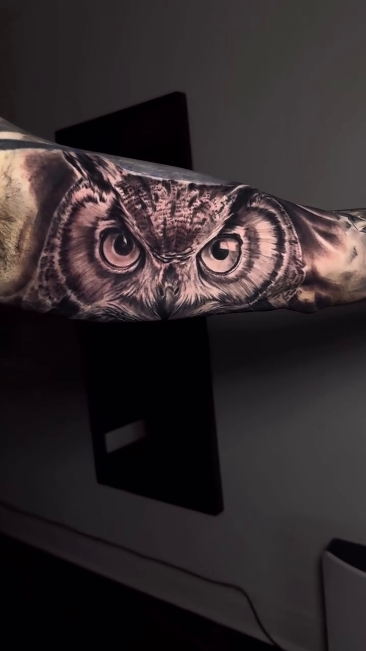 Tattoo by @grimlayertattoo — realism, black_and_grey