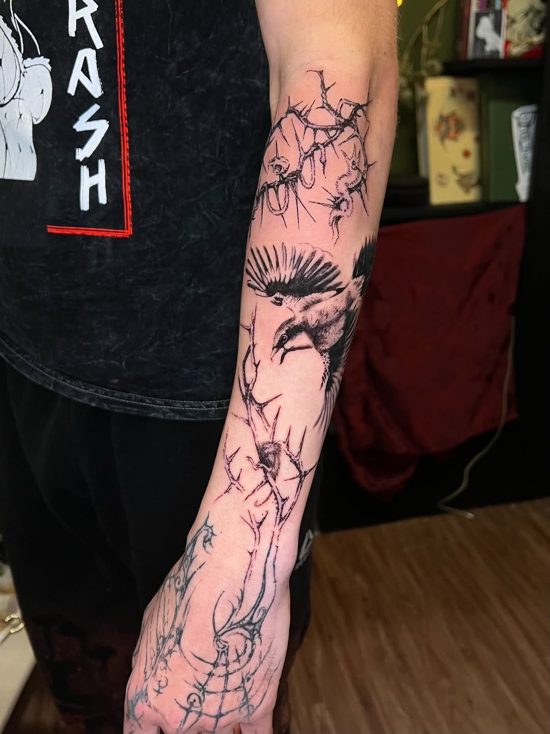 Tattoo by @elvensigils — black_and_grey, dark_realism