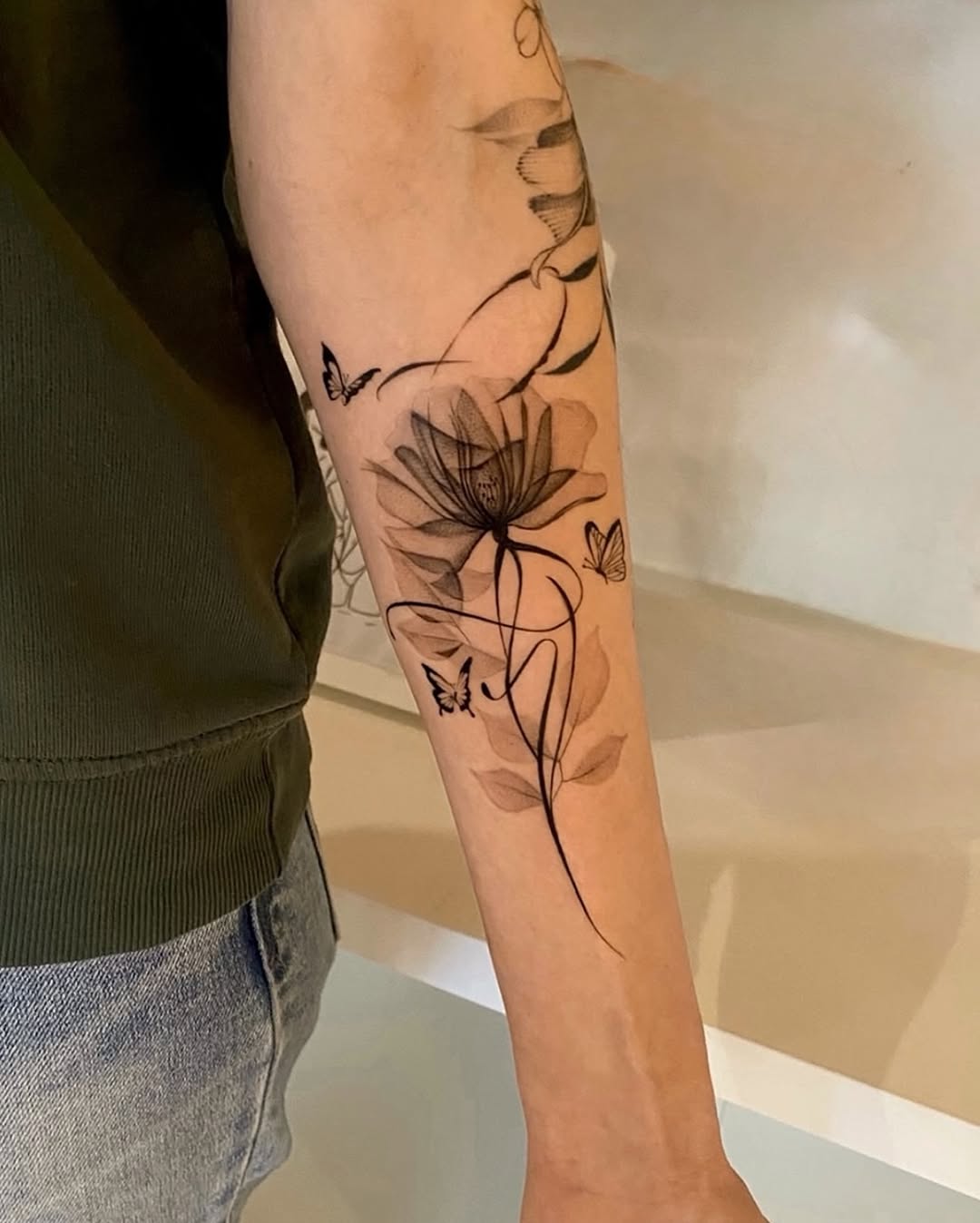 Tattoo by @tattooer_nick β fine_line, black_and_grey