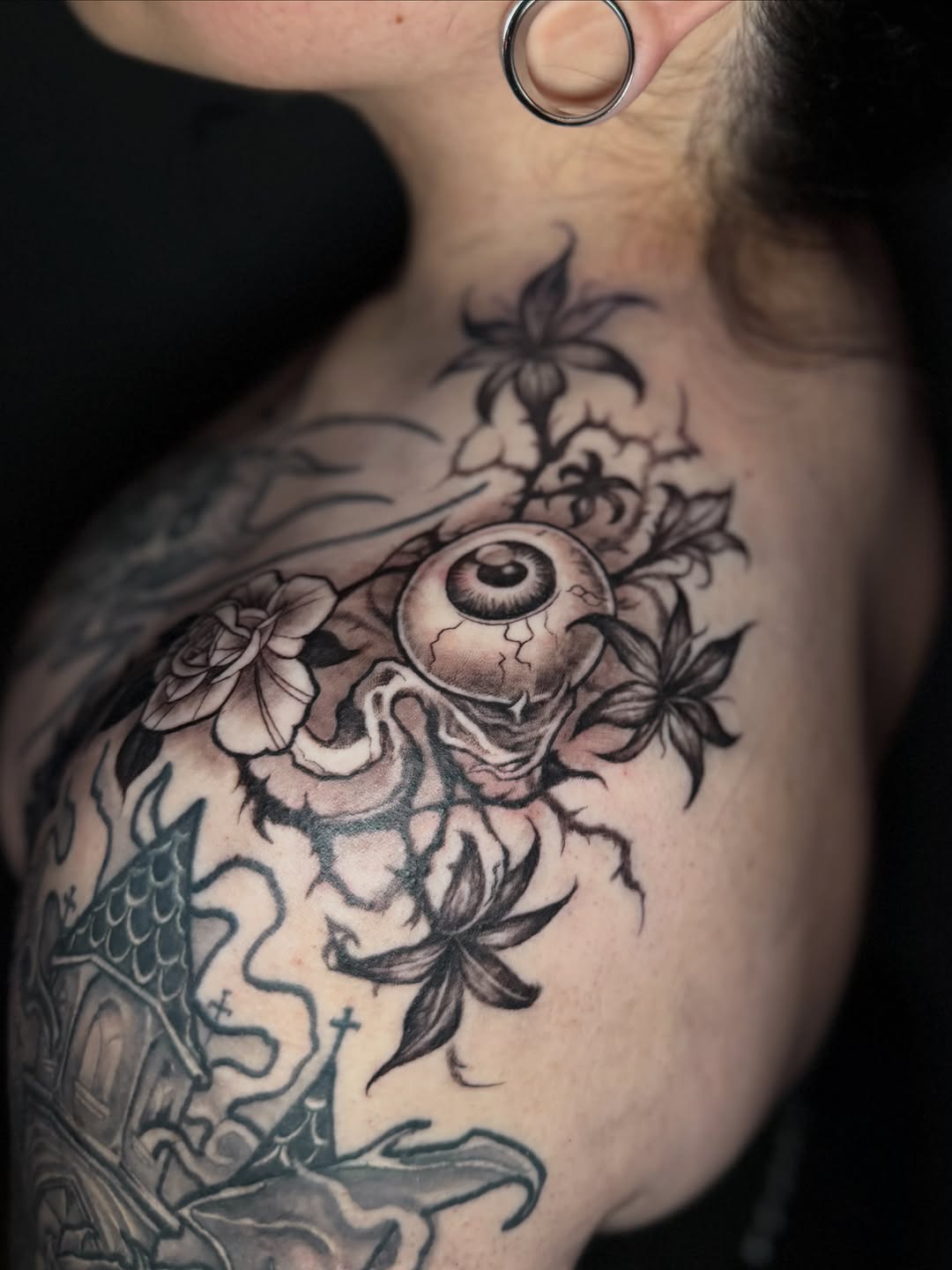 Tattoo by @tiptopartist — black_and_grey, dark_realism