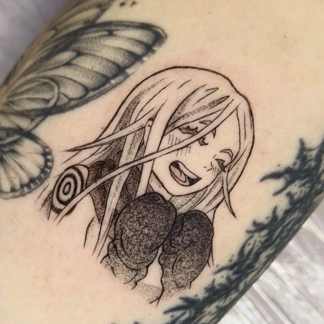 Tattoo by @keybluetattoo — anime, dotwork