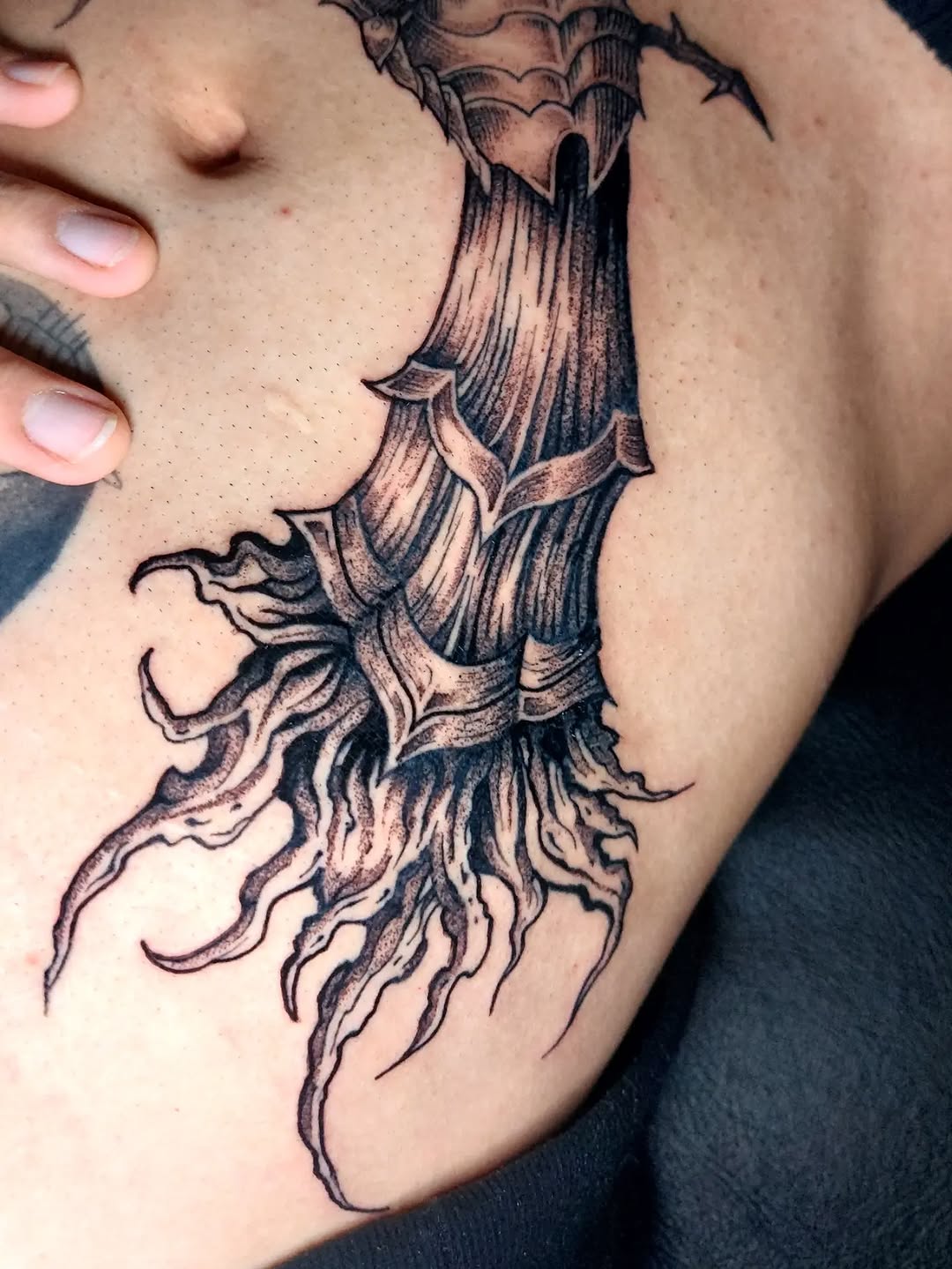 Tattoo by @dazorath — black_and_grey, dark_realism